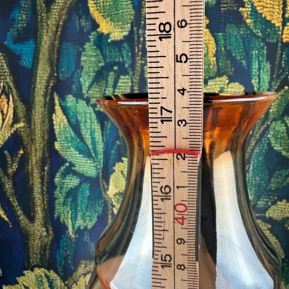 Hermosa Grande Glass Vase Amber Brown Swirl Iridescent 17 inch